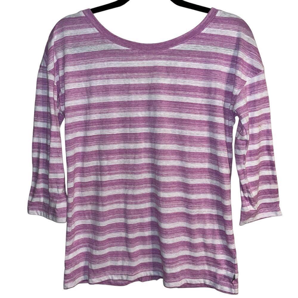T by Talbots 3/4 Sleeve Striped Purple & White Pullover Top | Small - Picture 7 of 7
